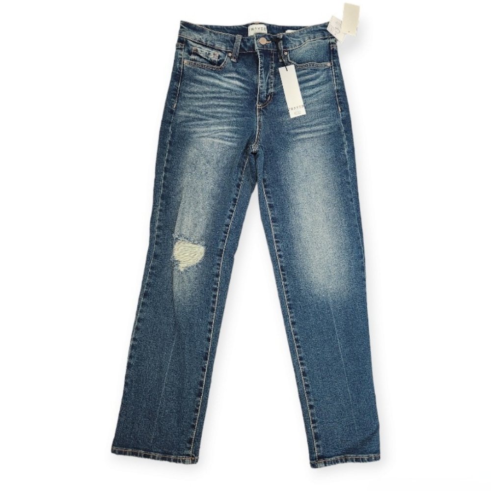 NWT‎ FRAYED High-Rise Straight Leg Jeans Size 26